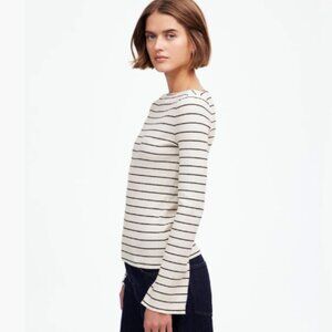 Madewell Ribbed Long-Sleeve Boatneck Top in Stripe NWOT